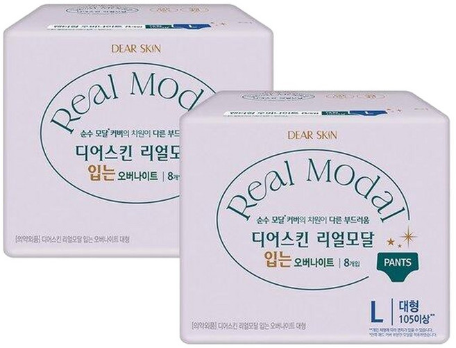 깨끗한나라디어스킨 리얼모달 입는 오버나이트 대형 4P x 2팩, 4개입, 2박스