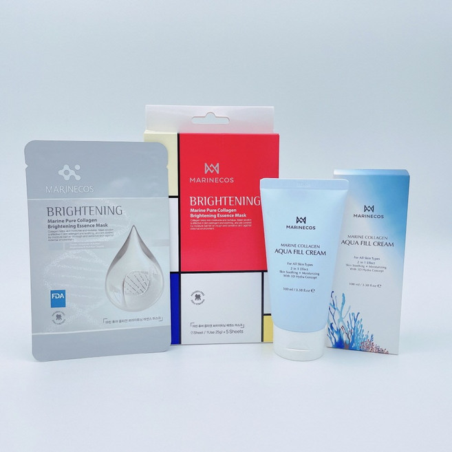 마린콜라겐 아쿠아 필크림+마린퓨어 콜라겐 마스크 브라이트닝(5매), 1개