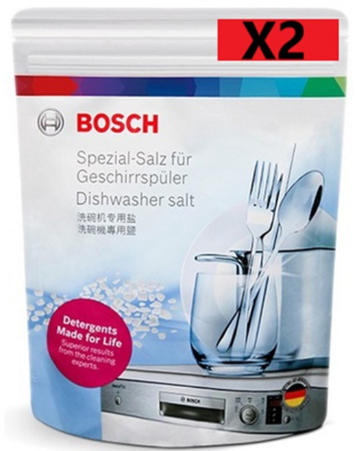 BOSCH 博世 洗碗機專用軟化鹽 1kg袋裝 二入組 (共2kg) 預防水垢 提升洗淨力, 2個, BOSCH鹽, 1kg