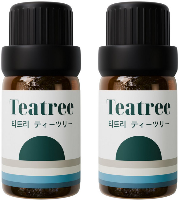 1+1 천연 유기농 아로마오일 에센셜오일, 유기농 티트리오일, 10ml, 2개