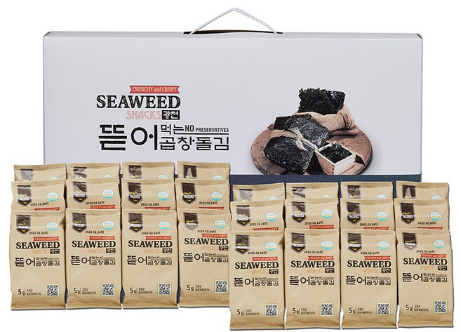 해울림 명품 곱창돌김 선물세트 부모님 설선물 설날 추석 명절 선물셋트 추천/ 곱창돌도시락 김 5g x 24봉, 24개