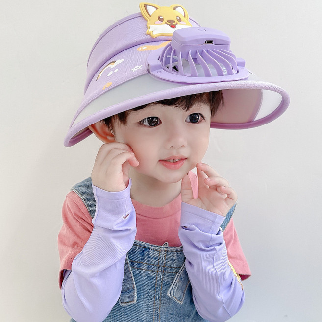 AOHAO 어린이 선풍기 바이저 캡 썬캡 동물 선캡 야외 자외선 차단 모자