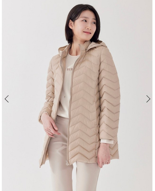지센/ 기간한정 여성 구스다운 후디 중기장 경량패딩 색상2종