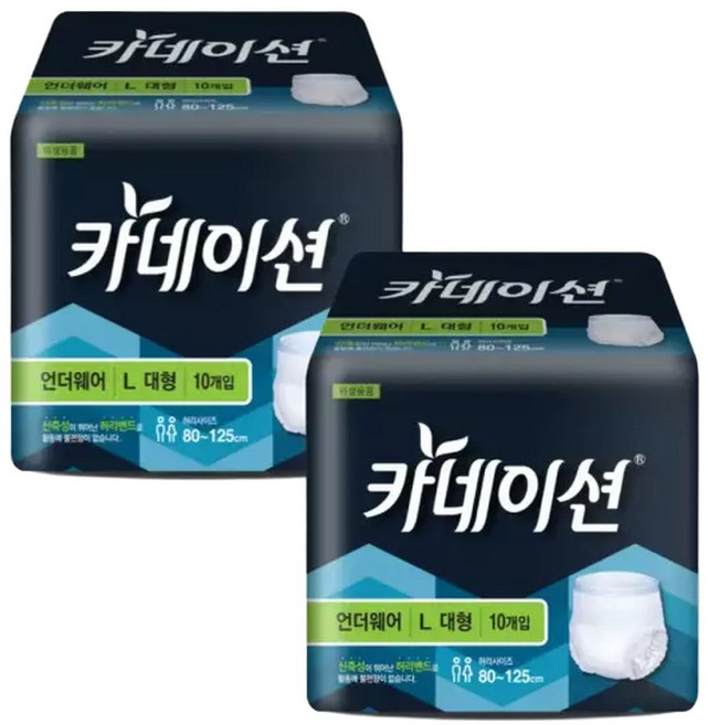 카네이션 언더웨어 팬티기저귀 대형 10매 2팩 (20매), 2박스