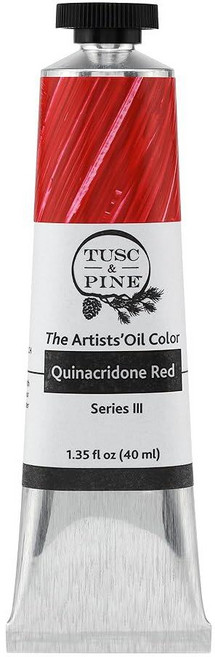 Tusc & Pine 아티스트 오일 페인트 - 티타늄 화이트 (아마씨) 40ml 황변 없음 풍부하고 크리미 한 일관성 최대 안료 부하 소량 가공 페인트 전문 아티스트, 1개(1개입), 퀴나크리돈 레드