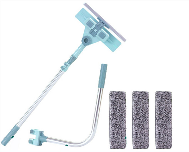 [TV홈쇼핑정품/주식회사인포벨] 유리청소 욕실청소 바닥청소 길이 조절 싹쓰리 2번 닦는 청소기+u자 연장봉 a, 본품, 1개
