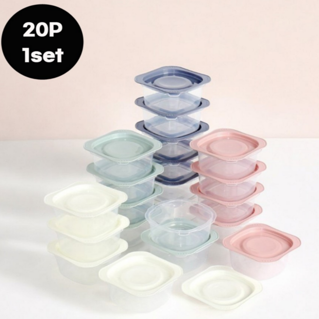 짜뇽 전자렌지용 국산 냉동밥보관용기 300ml 혼합색상 20세트, 20개