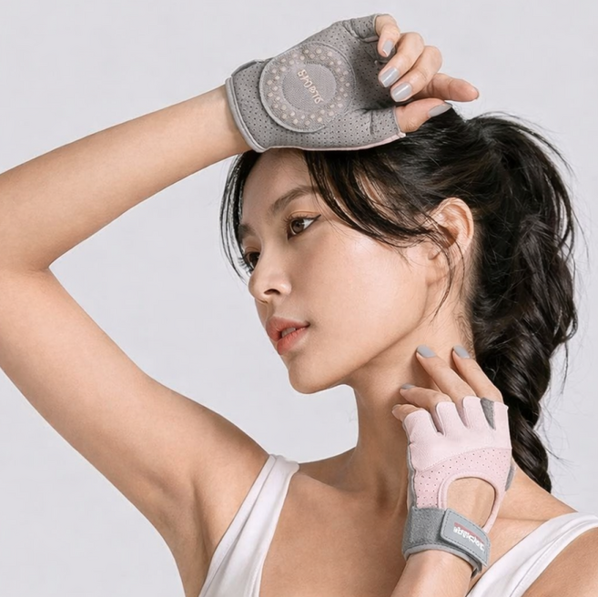 여자 헬스장갑 손바닥 보호대 웨이트 여성용 반장갑, 핑크, 1개
