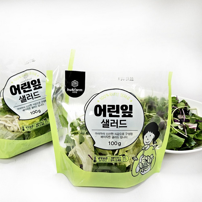 휴엔팜 당일수확 어린잎 샐러드 채소 100g 5개 세척 야채믹스, 친환경 어린잎 샐러드