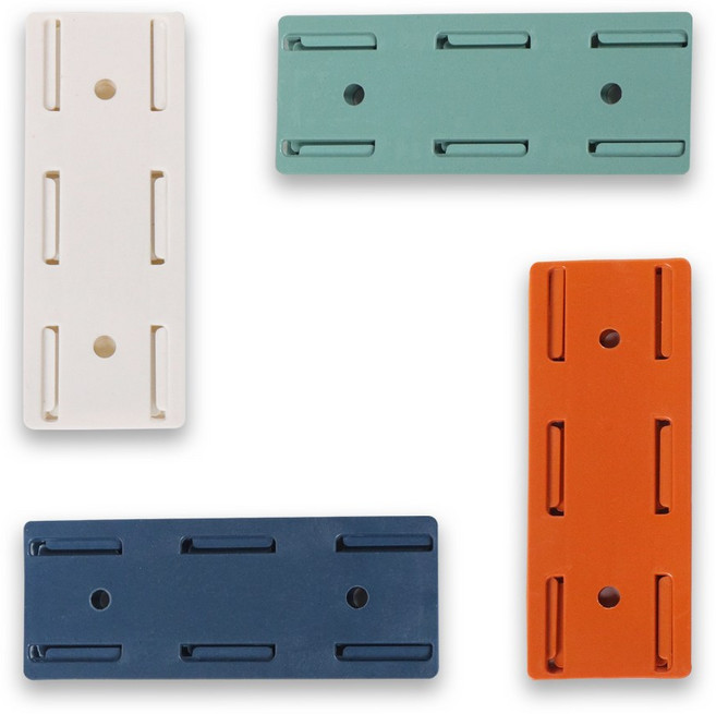 더올아이템 다용도 고정 브라켓 리모컨 정리 거치대 접착식 슬라이드형, 4개, 아이보리 네이비 오렌지 민트