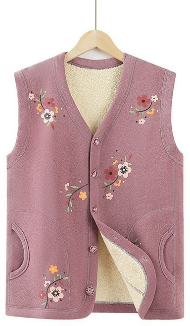 중년 기모 도톰한 보온 조끼 할머니 엄마 민소매 시어머니 방한 조끼 펴 아우터 중년의류