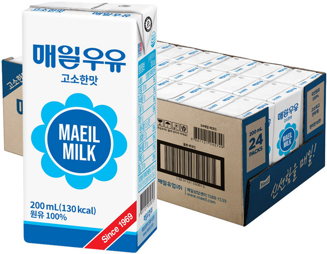 매일유업 멸균우유 고소한맛, 24개, 200ml