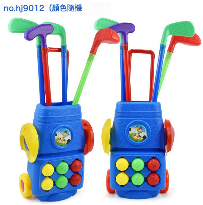 兒童戶外高爾夫球杆 親子互動玩具幼兒園球類玩具, 1個, 藍色 車輪和拉桿紅黃2色隨機搭配:1個