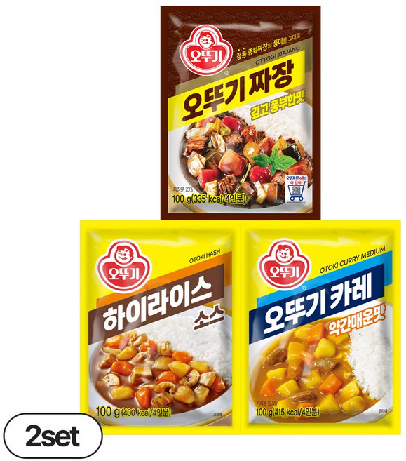 오뚜기카레 약간매운맛 100g 2개+오뚜기짜장 100g 2개+하이라이스소스 100g 2개(총 6개), 1세트, 600g