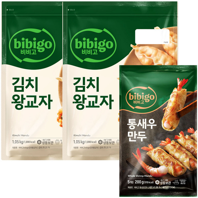 비비고만두(통새우만두 200g 1+김치왕교자 1.05kg 2)