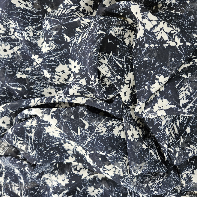 원단스토리 쉬폰원단 패턴 고급 시원한 여름 원피스 블라우스 의류 커텐 대폭, 1개, 네이비 3마