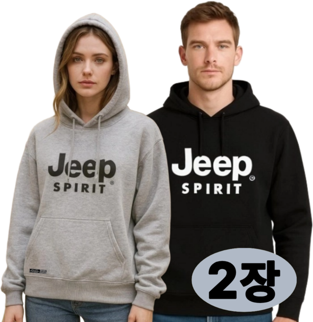 JEEP SPIRIT 지프 남자 여자 후드티 후드 티셔츠 오버핏 가을 봄 2장 세트