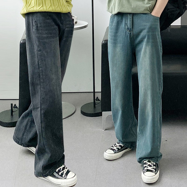 자체제작 XL-3XL 롱다리 워싱 와이드 데님 팬츠 청바지