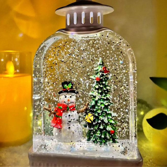아오라 크리스마스 오르골 스노우볼 워터볼 소품 무드등, 눈사람과트리