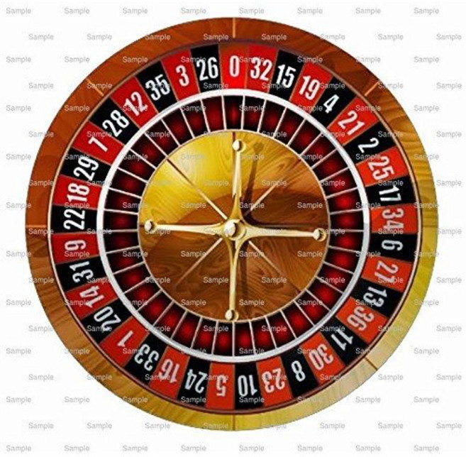 카지노 룰렛 휠 - 20.3cm 케이크 또는 그 이상용 식용 Casino Roulette Wheel - Edible Cake or Cupcake Topper for 8" cake, 1개