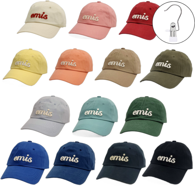 [국내정품] EMIS모자 이미스 아플리케 로고 볼캡 연예인 데일리 야구모자 +모자집게