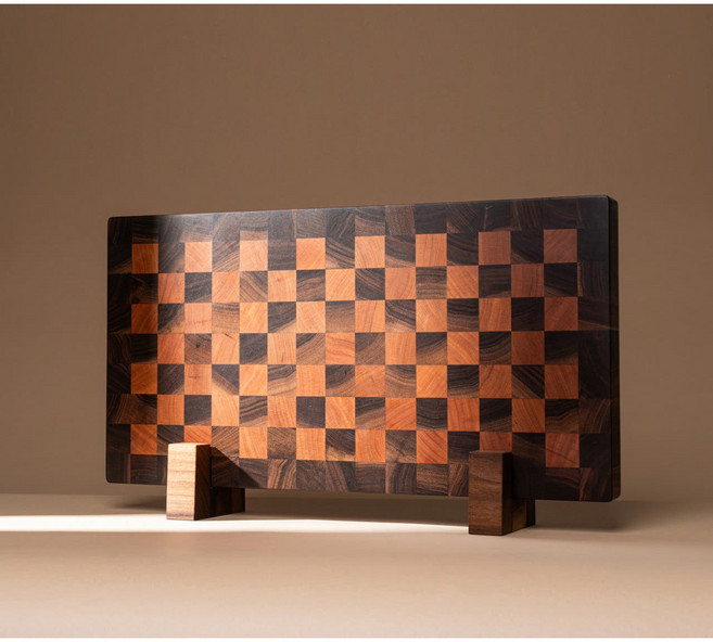 제이에스다이닝 엔드그레인 수제 나무 도마 체스라인 중, 추가X, 블랙체리