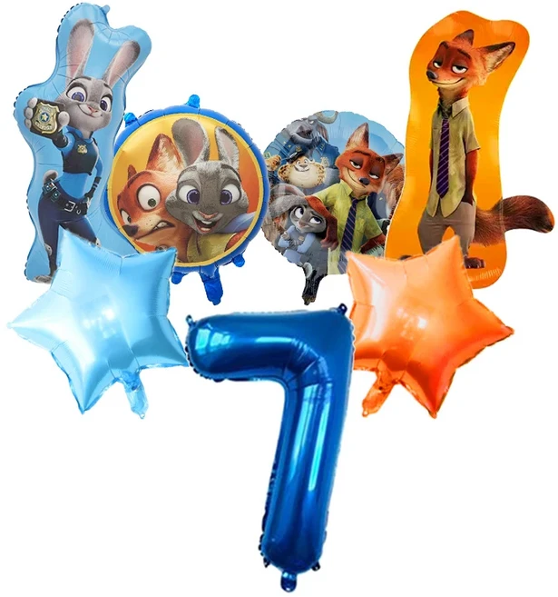 주토피아 2 생일 파티 장식 새로운 디지털 풍선 콤보 라텍스 일회 어린이 행사 품, 01 기타, 08 Balloon Set 7 -7pcs, 1