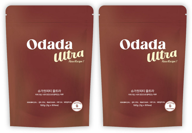 [공식몰] 오다다 NEW 슈가컷피티 울트라 버전 흑보리 돼지감자 여주 제로슈가 제로카페인 당 스파이크 관리 커피대용 차, 2개, 60개입, 180g