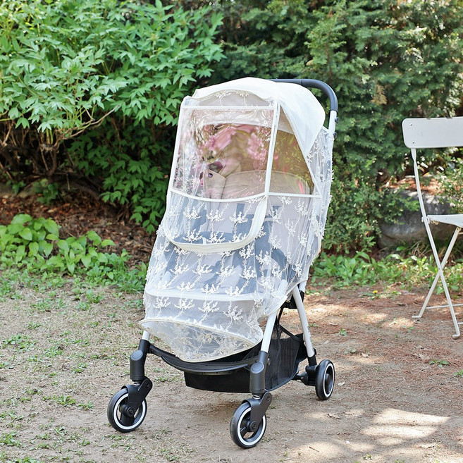 마롤로뜨 프리미엄 유모차 레이스 방충커버 모기장, 로맨틱_유모차 레이스 방충커버, 1개