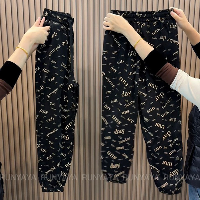 9부 트레이닝 바지 캐주얼 여성바지 봄 가을 조거팬츠 츄리닝바지 빅사이즈 배기팬츠 D99U