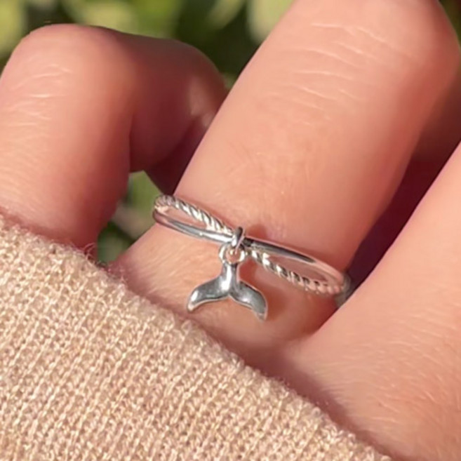 반지소 실버925 행운 고래 꼬리 달랑이 꼬임 은반지 아토