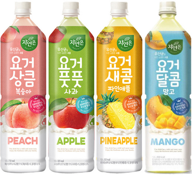 웅진 요거 풋풋 사과+상큼 복숭아+새콤 파인애플+달콤 망고 각 3개씩, 12개, 1.5L