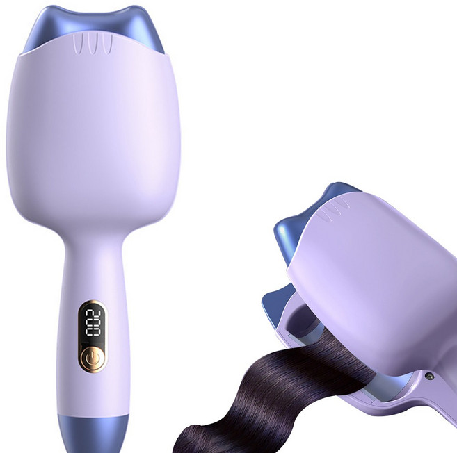 물결펌고데기 물결웨이브 고데기 볼륨 온도조절 에그롤 32mm, 자주색