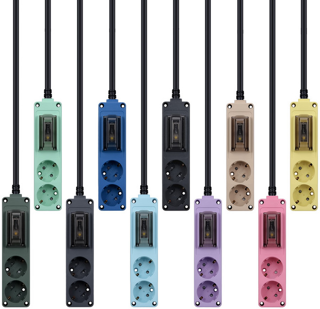 현대일렉트릭 4000W 고용량멀티탭 안전콘센트 누전차단 2구 오브제, 1개, 1.5m, 그레이