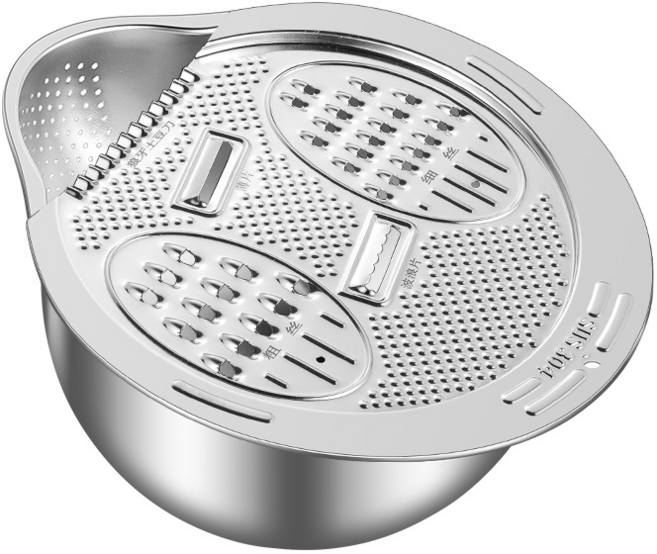 304 스테인레스 스틸 쌀 씻는 대야 + 다기능 야채 강판기, 은색, 1개