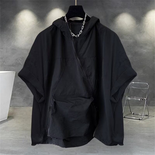 TKX 남성 반팔 후드 지퍼 포켓 캐주얼 루즈핏 스트리트 여름 데일리 티셔츠