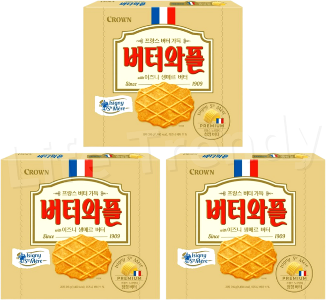 크라운 이즈니 버터와플, 3박스, 316g