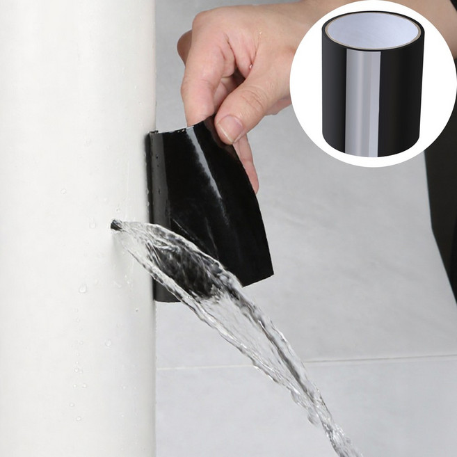 로비첸 철벽방어 초강력 방수테이프 검정 실리콘 부틸 단면 블랙 배관 욕실 고무, 1개