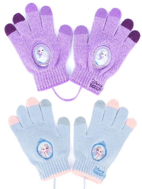 올유키즈 겨울왕국 스마트터치 니트 면 장갑 유아 아동 어린이 초등학생