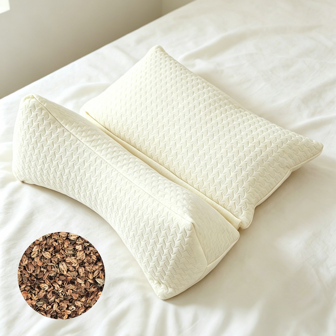 Yzontro 메밀 경추베개 분리형 일자목 거북목 교정 수면보조베개, 베이지, 1개