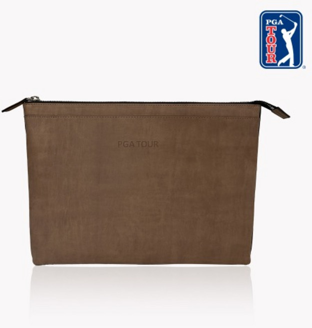 PGA 투어 골프 데일리 레더 클러치 백 - 누벅 브라운