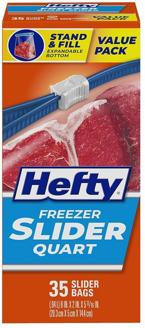 Hefty 슬라이더 냉동고 보관 가방 쿼트 사이즈 35개 (9팩) 총 315개입, Hefty 슬라이더 냉동고 보관 가방, 쿼트 사이즈,