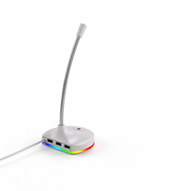 RGB 桌面麥克風 USB集線器, 白色, WHITE