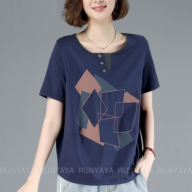 라운드넥 반팔 맨투맨 티셔츠 빅사이즈 캐주얼 이너티 데일리룩 여성반팔티 상의 이너티 D99U