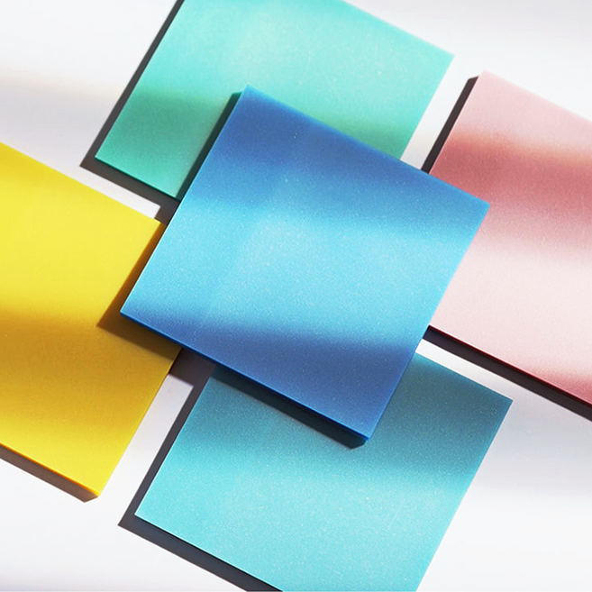 컬러 투명 비치는 포스트잇 메모지 4컬러 세트, 1세트, 50매, 정사각형(블루+그린+핑크+옐로우)