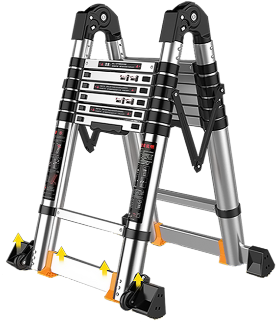 多功能鋁合金伸縮梯 高度可調 防滑穩固 輕巧便攜 室內外皆宜, 1個
