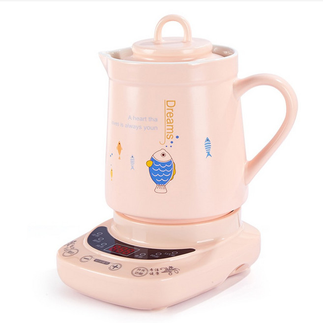 220V 600ML 미니 전기 조림 기계 세라믹 휴대용 느린 건강 보존 멀티 쿠커, 6) pink  220VEU