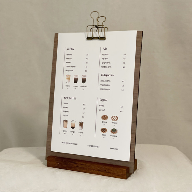 차스워스하우스 POP 우드 원목 카페 메뉴판 월넛, 1개