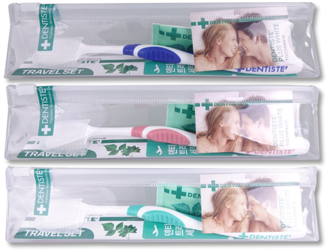 덴티스테 트래블세트 (칫솔 1p + 치약 20g + 파우치) 여행용 휴대용, 3개