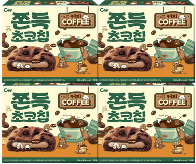 청우 쫀득초코칩 커피맛, 4개, 200g